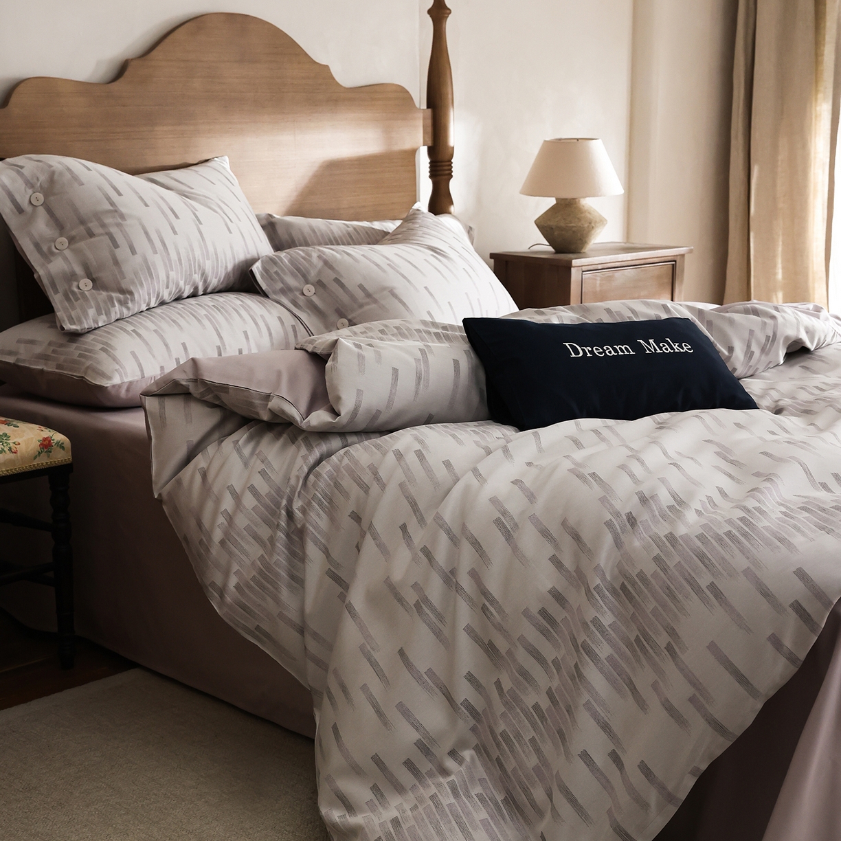 91家纺网 家纺一手货源 找家纺 ONE TWO ONE 121 2026新款100s50支长绒棉全棉纯棉床上用品色织提花四件套-烟花时 烟花时-紫