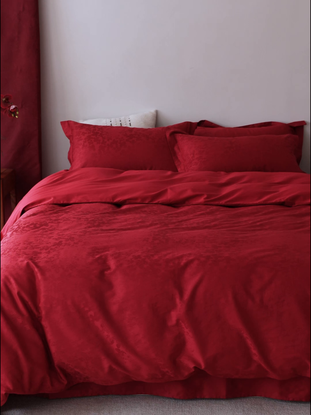 91家纺网 家纺一手货源 找家纺 （总）ONE TWO ONE 121 2026全棉100s长绒棉纯棉50支床上用品结婚大红色婚庆四件套提花-芊千女神