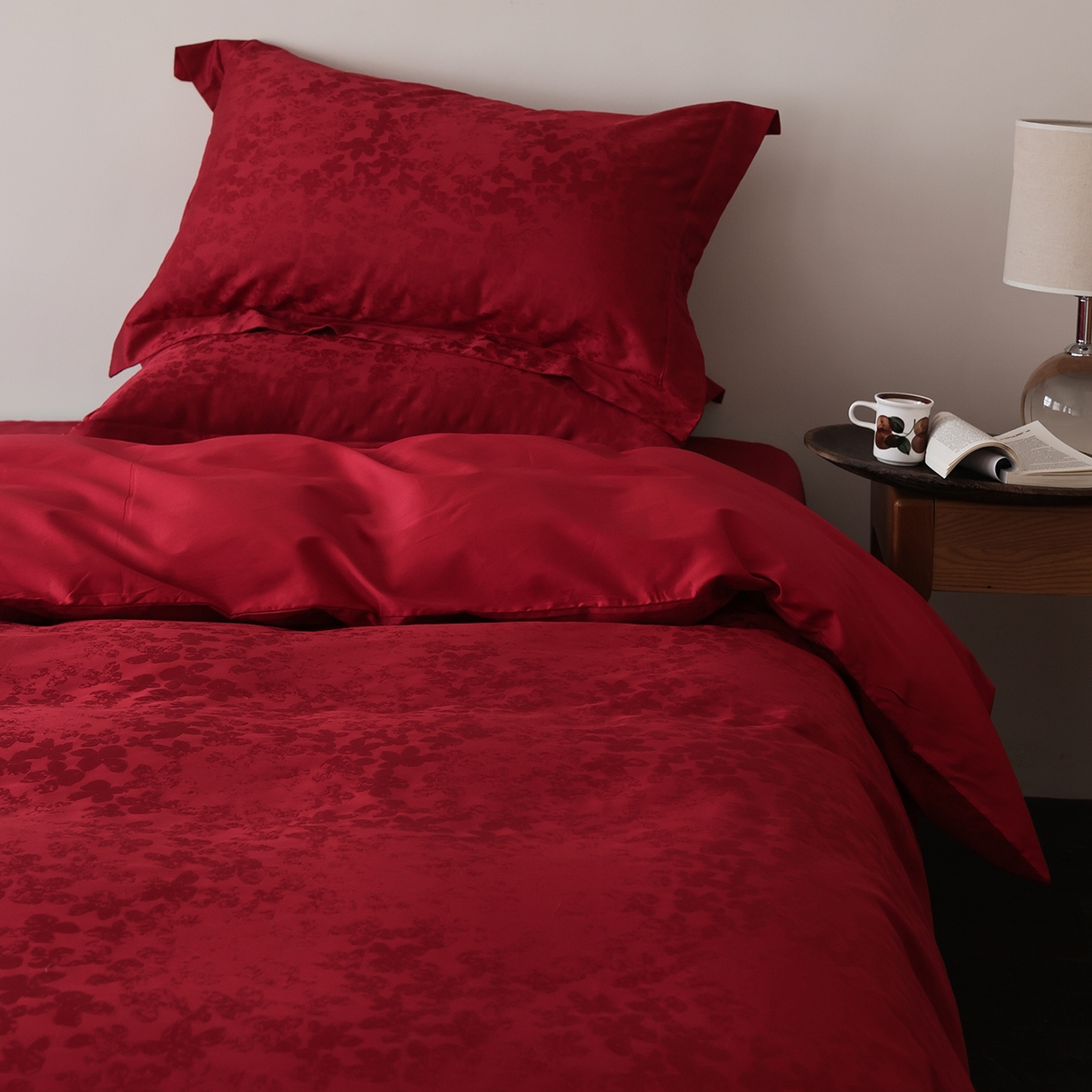 91家纺网 家纺一手货源 找家纺 （总）ONE TWO ONE 121 2026全棉100s长绒棉纯棉50支床上用品结婚大红色婚庆四件套提花-芊千女神