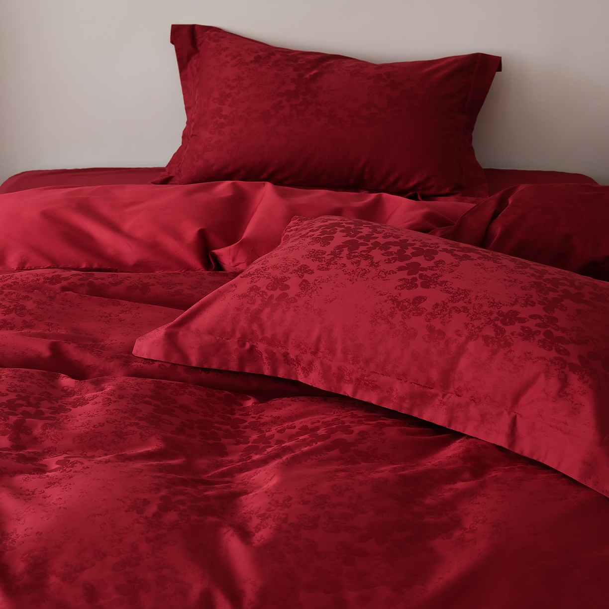 91家纺网 家纺一手货源 找家纺 （总）ONE TWO ONE 121 2026全棉100s长绒棉纯棉50支床上用品结婚大红色婚庆四件套提花-芊千女神