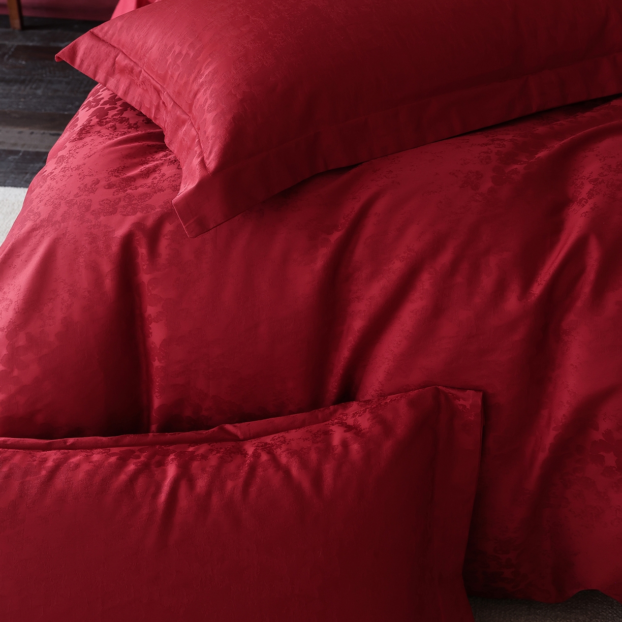 91家纺网 家纺一手货源 找家纺 （总）ONE TWO ONE 121 2026全棉100s长绒棉纯棉50支床上用品结婚大红色婚庆四件套提花-芊千女神