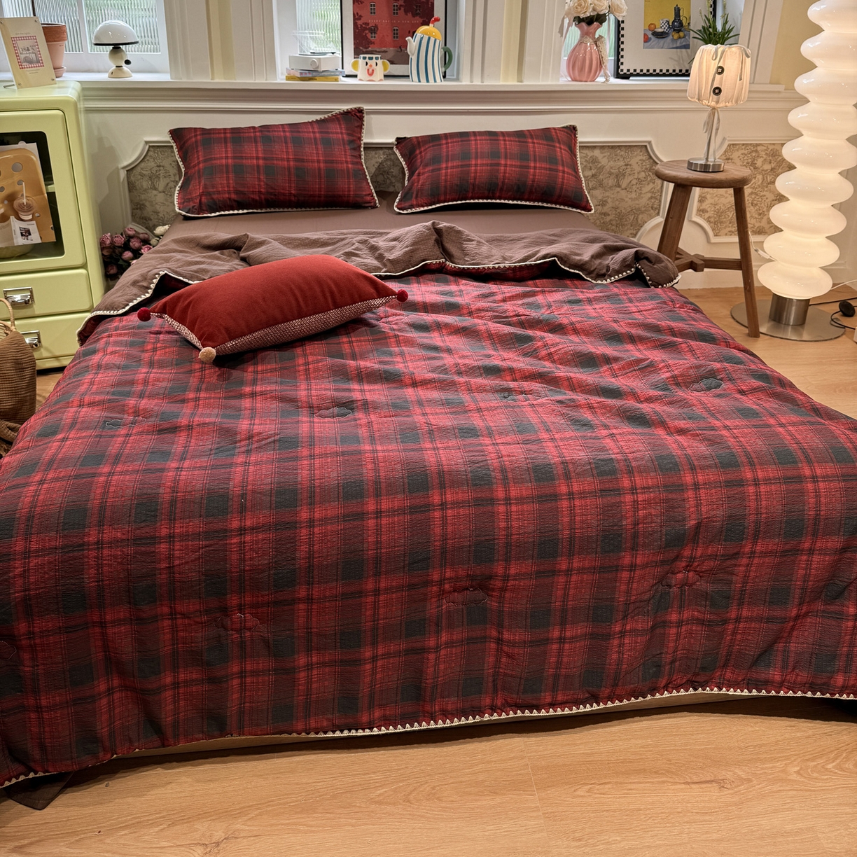 91家纺网 家纺一手货源 找家纺 （总）水墨江南 2026新款云感皱皱纱贝壳边夏被四件套