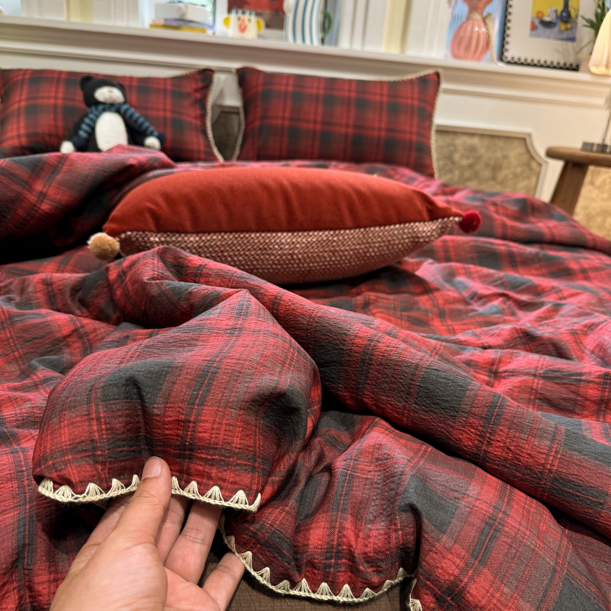 91家纺网 家纺一手货源 找家纺 （总）水墨江南 2026新款云感皱皱纱贝壳边夏被四件套