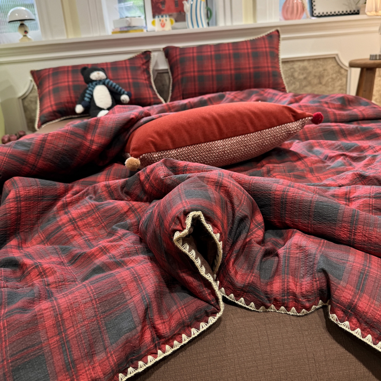 91家纺网 家纺一手货源 找家纺 （总）水墨江南 2026新款云感皱皱纱贝壳边夏被四件套