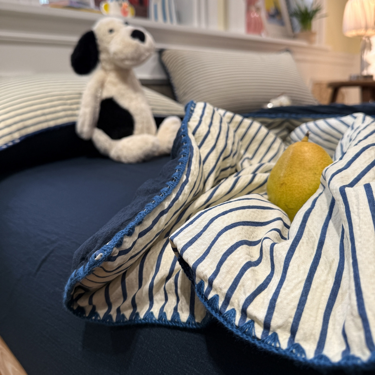 91家纺网 家纺一手货源 找家纺 水墨江南 2026新款云感皱皱纱贝壳边夏被四件套 夏被-海岸蓝