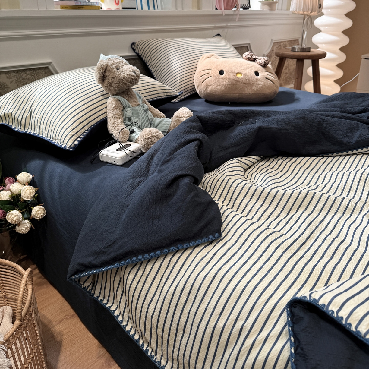 91家纺网 家纺一手货源 找家纺 水墨江南 2026新款云感皱皱纱贝壳边夏被四件套 夏被-海岸蓝