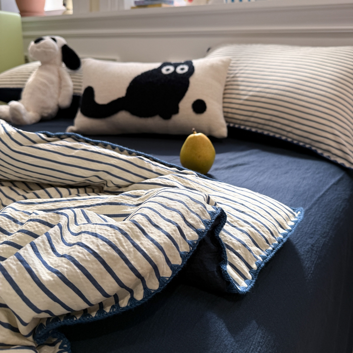 91家纺网 家纺一手货源 找家纺 水墨江南 2026新款云感皱皱纱贝壳边夏被四件套 夏被-海岸蓝