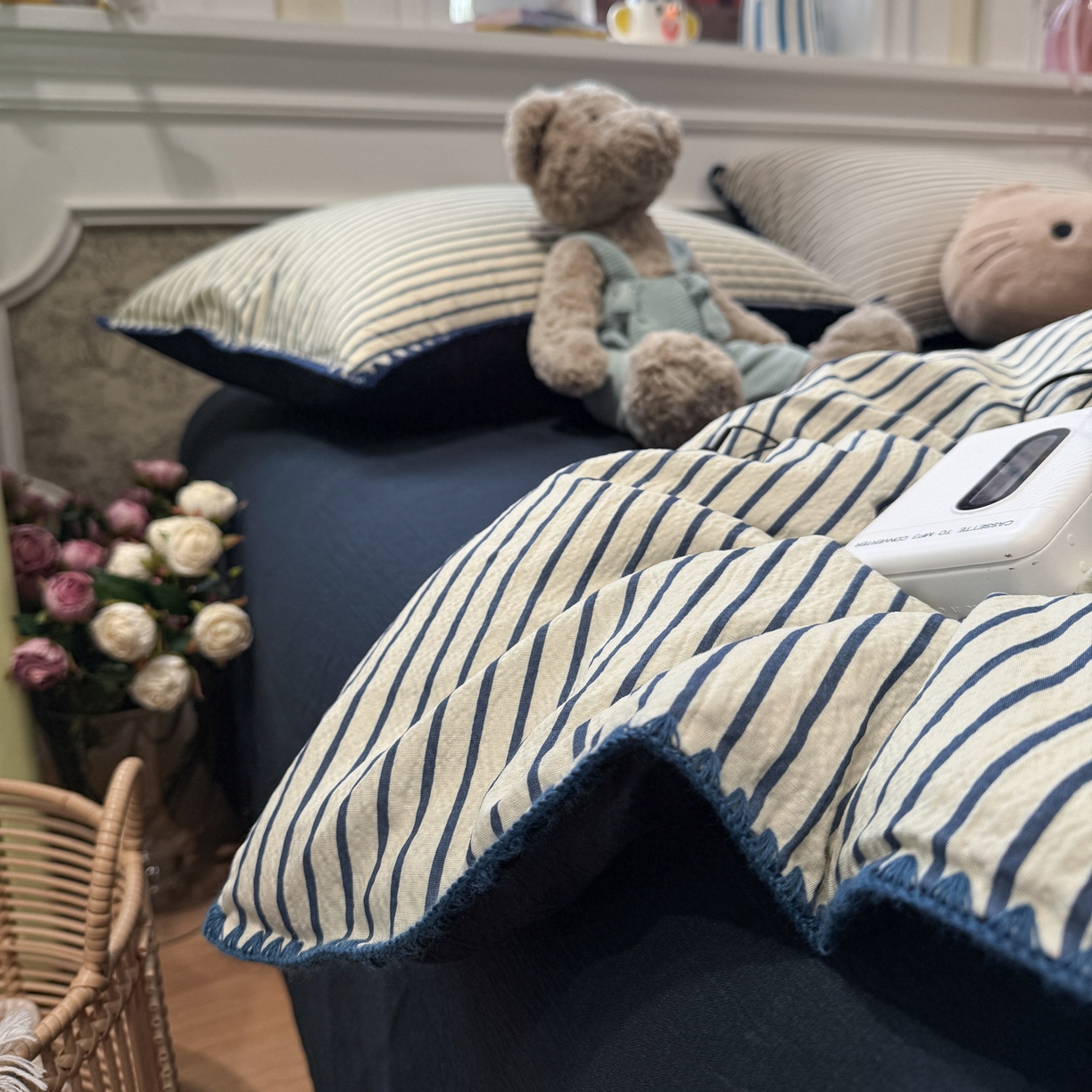 91家纺网 家纺一手货源 找家纺 水墨江南 2026新款云感皱皱纱贝壳边夏被四件套 夏被-海岸蓝