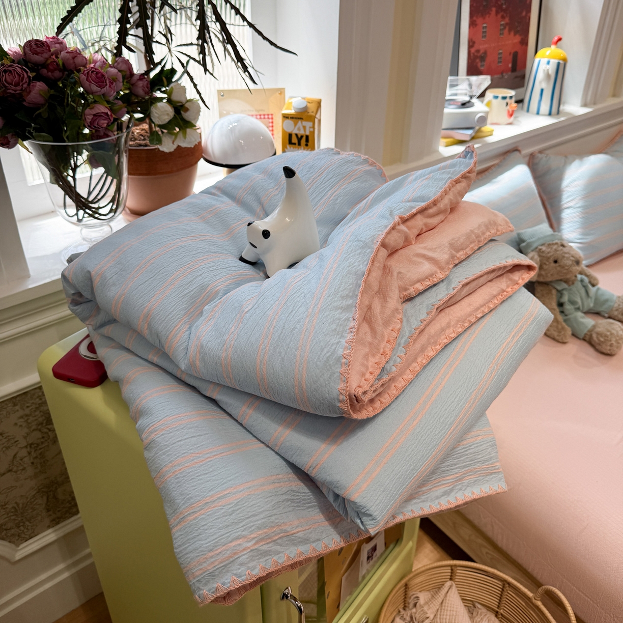 水墨江南 2026新款云感皱皱纱贝壳边夏被四件套 夏被-海盐玉