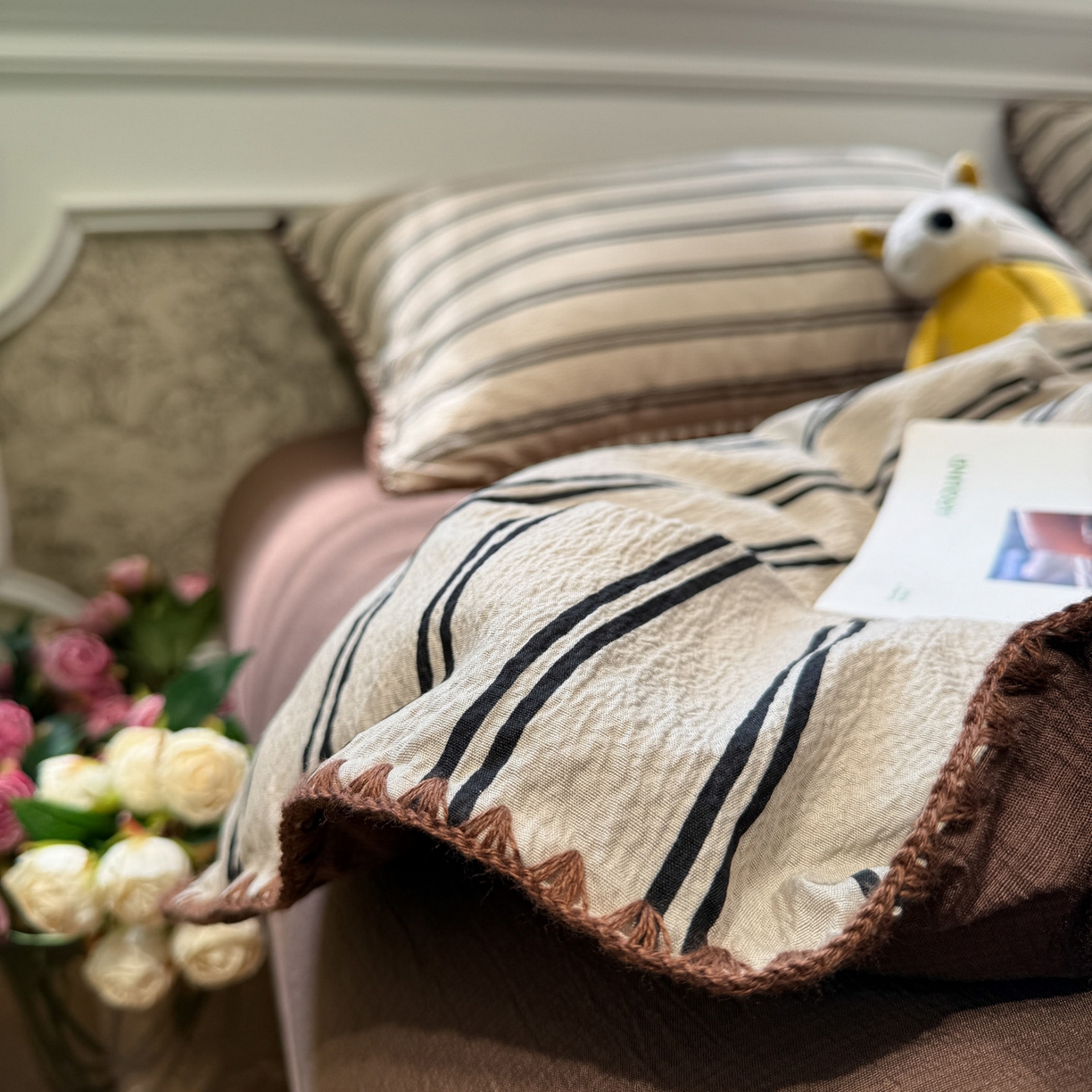 91家纺网 家纺一手货源 找家纺 水墨江南 2026新款云感皱皱纱贝壳边夏被四件套 夏被-简序咖