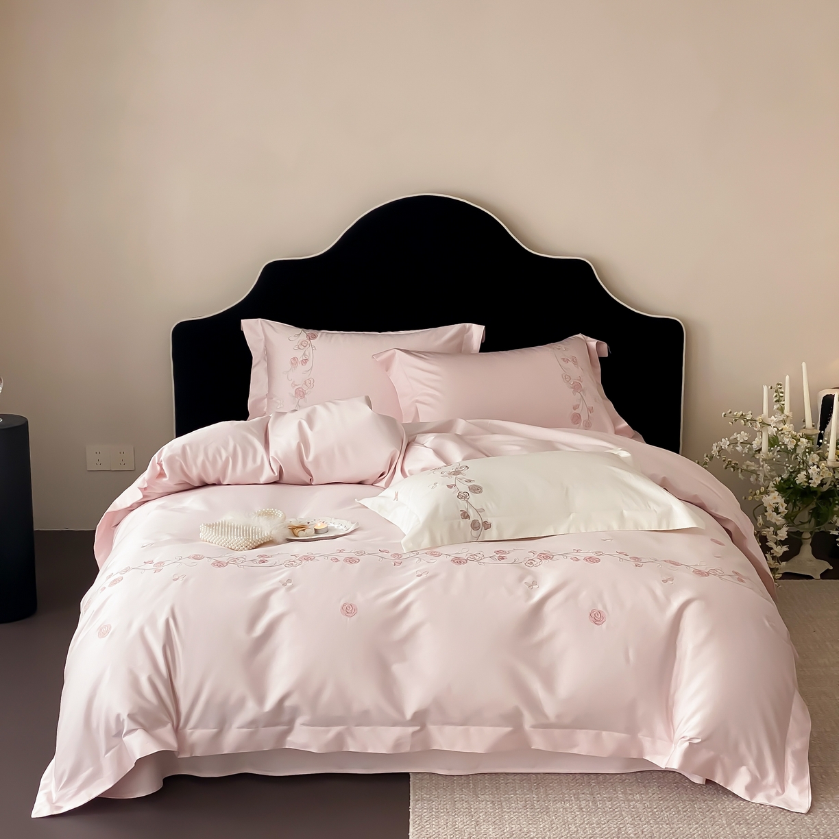 91家纺网 家纺一手货源 找家纺 （总）树下 2026新款A类高支高密贡缎长绒棉全棉纯棉刺绣四件套（控价399）