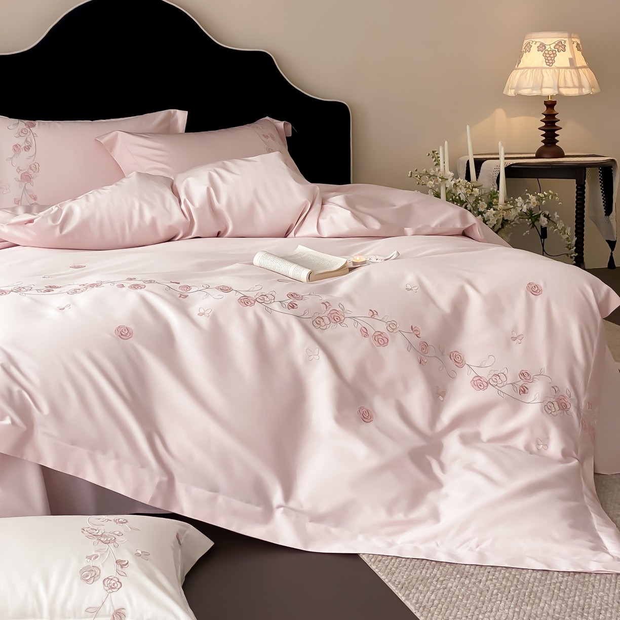 91家纺网 家纺一手货源 找家纺 （总）树下 2026新款A类高支高密贡缎长绒棉全棉纯棉刺绣四件套（控价399）