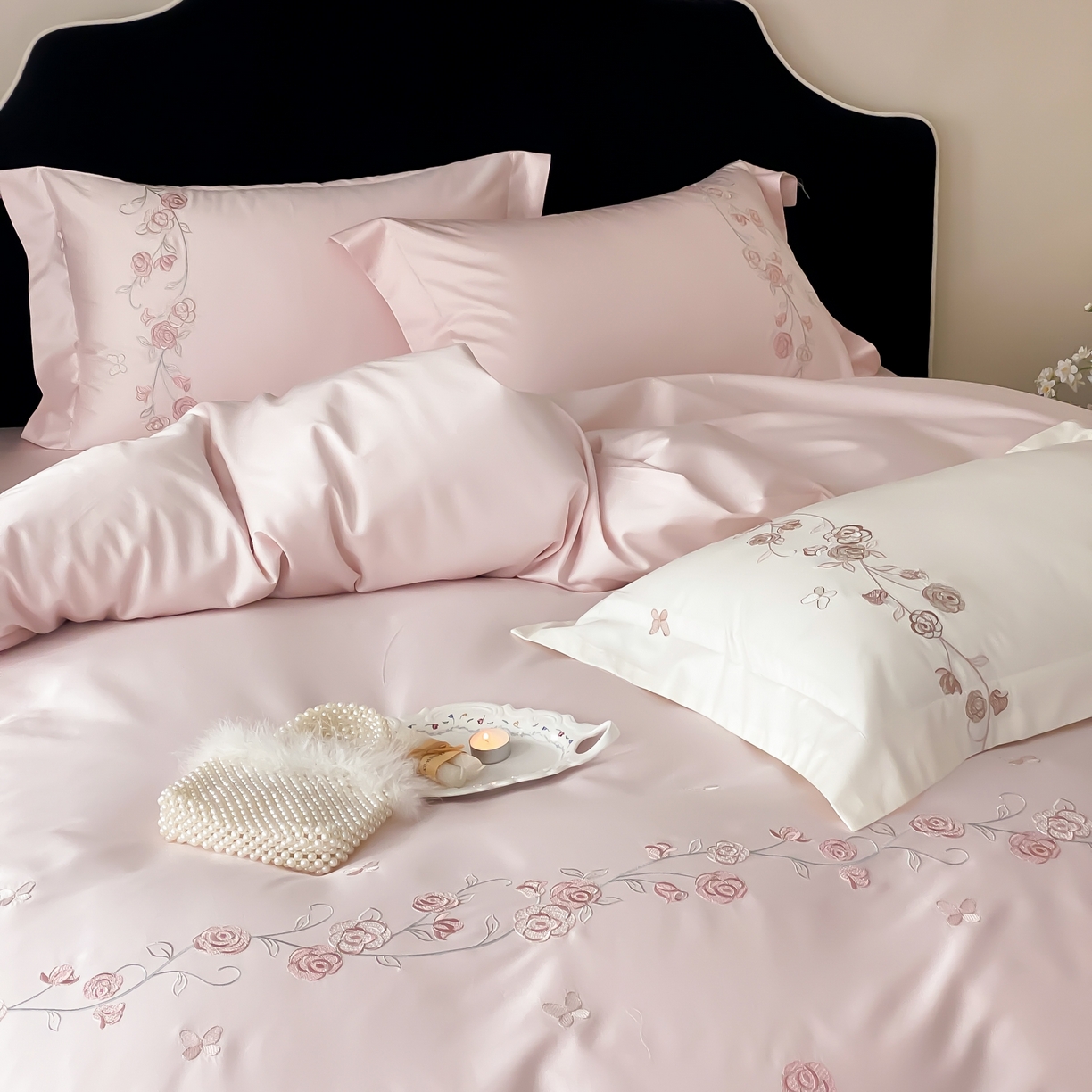 91家纺网 家纺一手货源 找家纺 （总）树下 2026新款A类高支高密贡缎长绒棉全棉纯棉刺绣四件套（控价399）