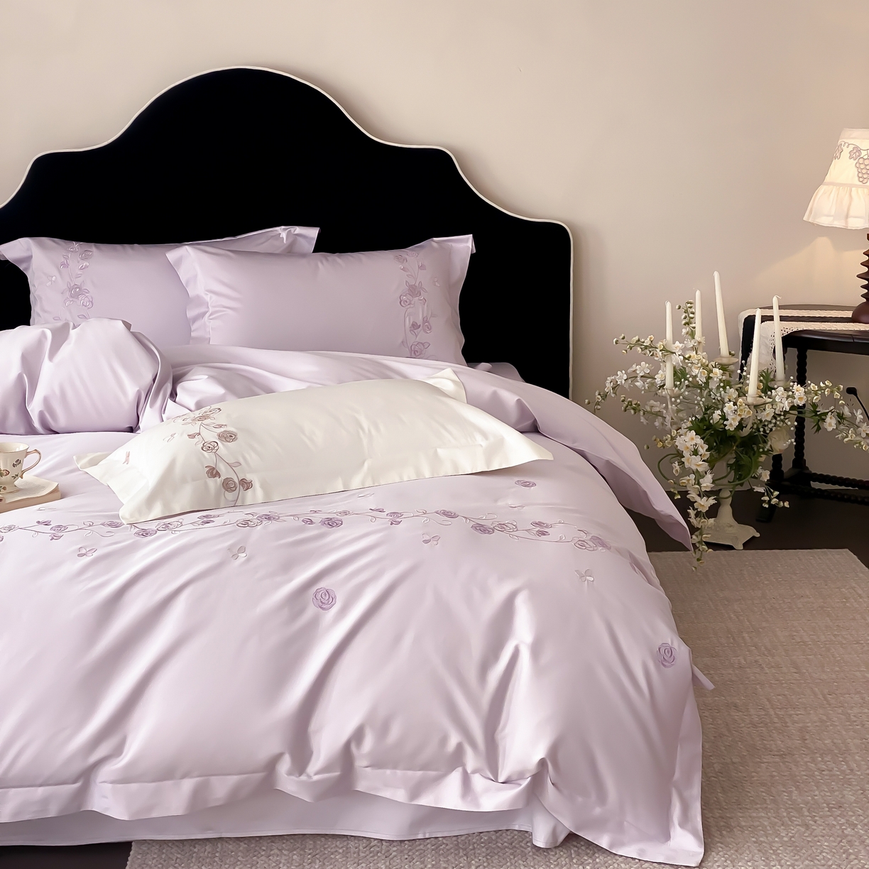 91家纺网 家纺一手货源 找家纺 （总）树下 2026新款A类高支高密贡缎长绒棉全棉纯棉刺绣四件套（控价399）