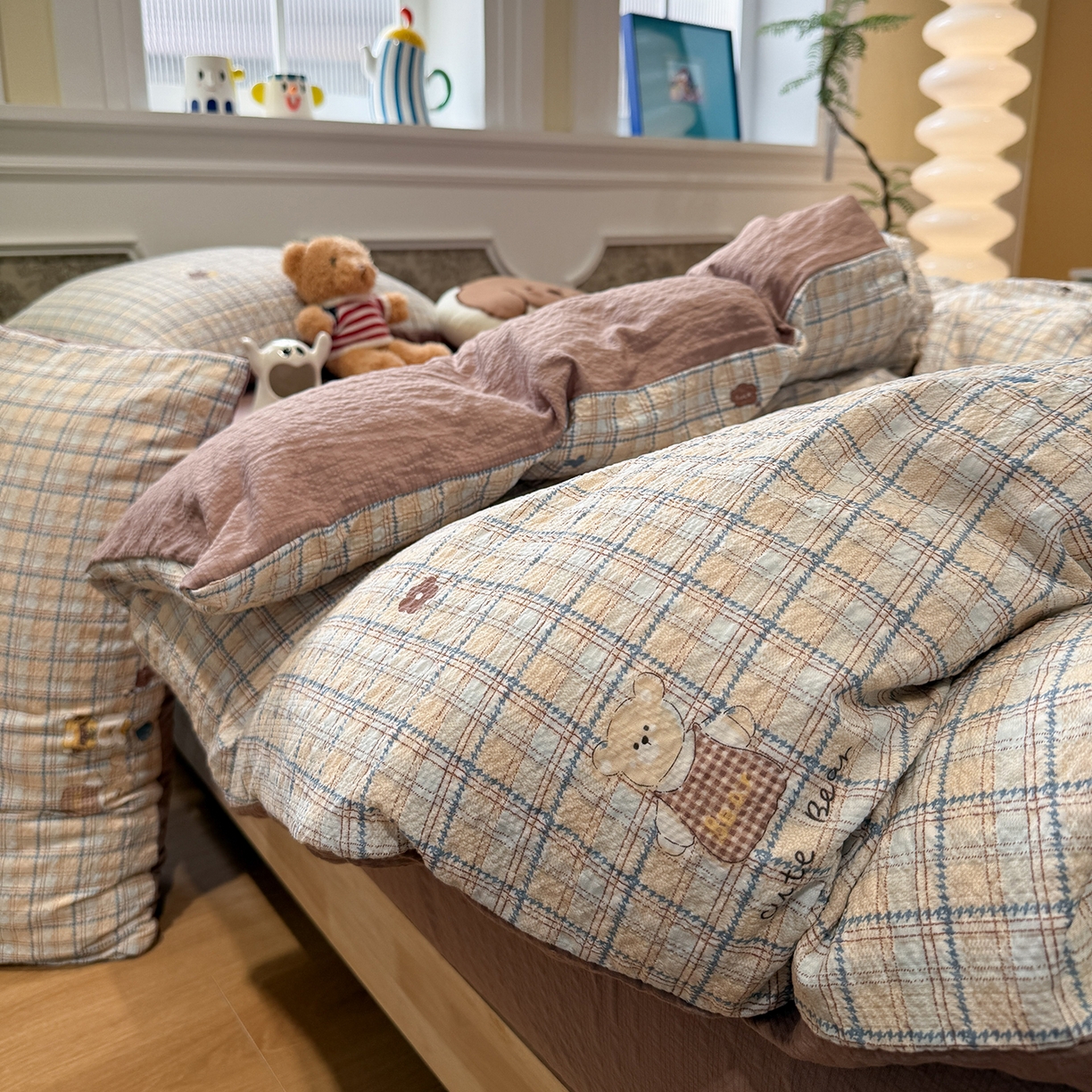 91家纺网 家纺一手货源 找家纺 （总）水墨江南 2026直播热款泡芙棉双层纱四件套