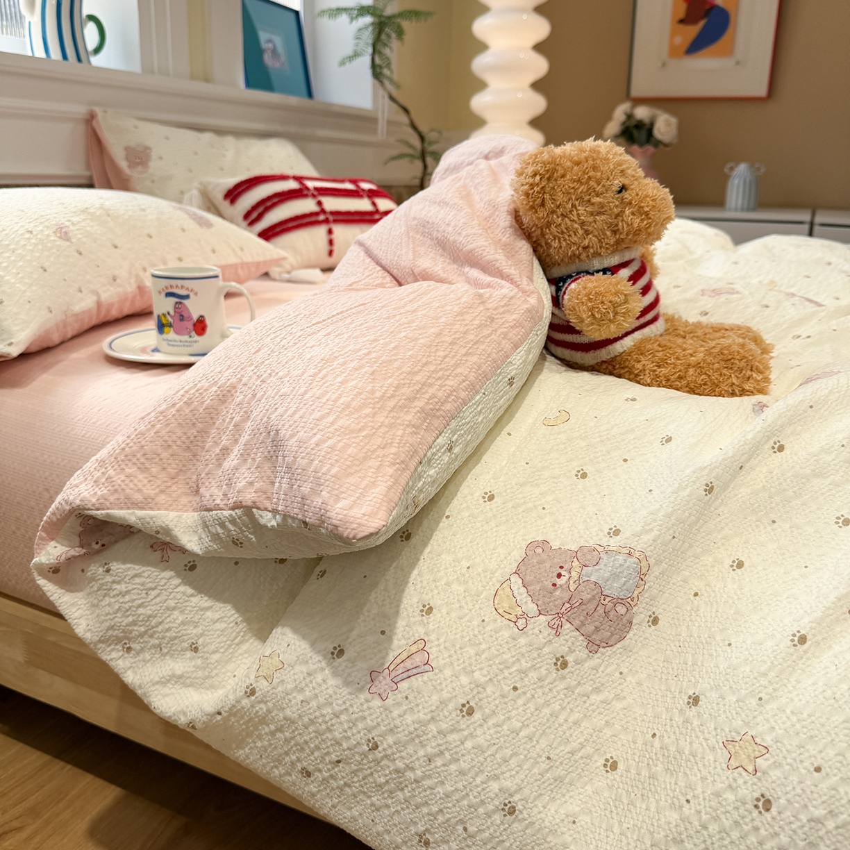 91家纺网 家纺一手货源 找家纺 （总）水墨江南 2026直播热款泡芙棉双层纱四件套