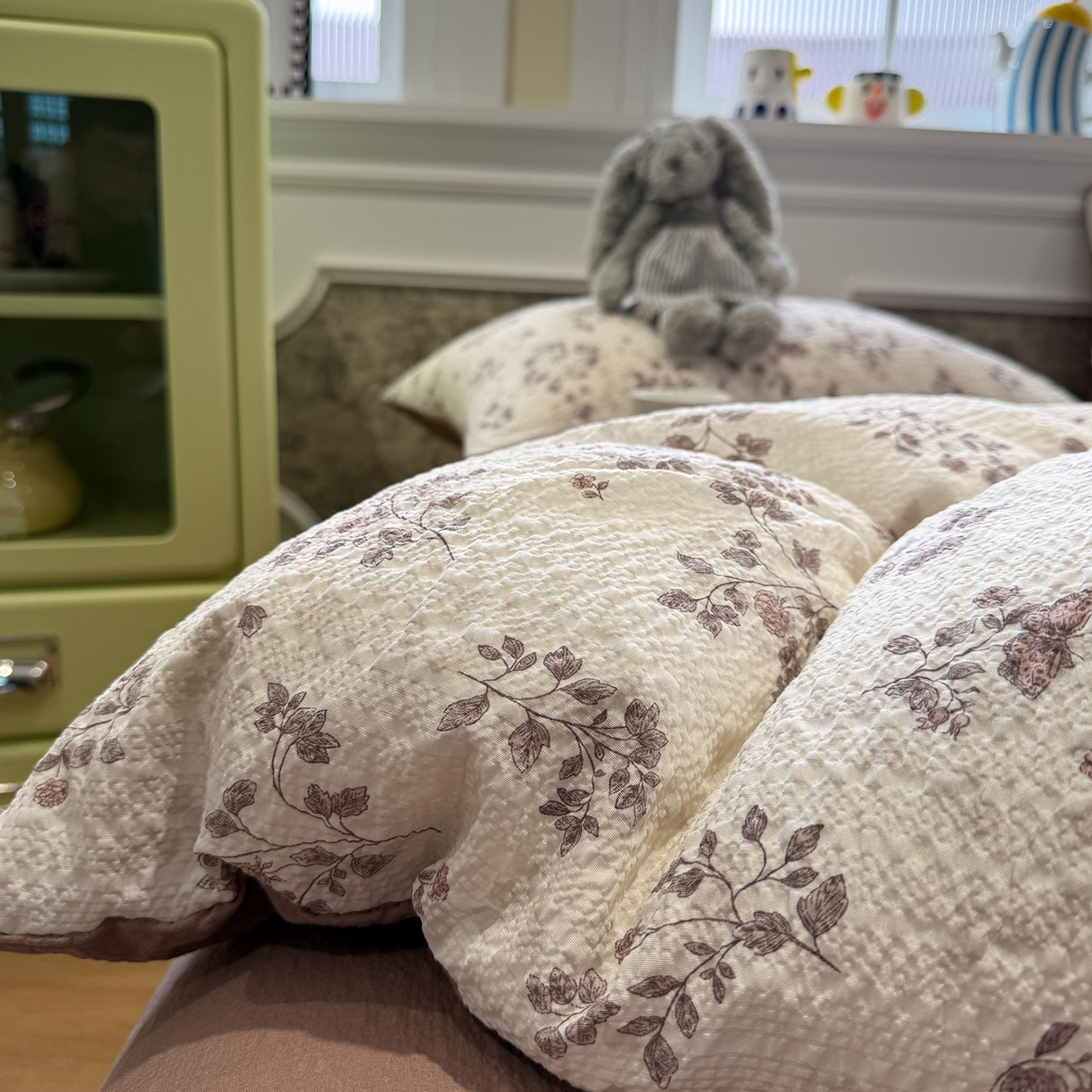 91家纺网 家纺一手货源 找家纺 （总）水墨江南 2026直播热款泡芙棉双层纱四件套