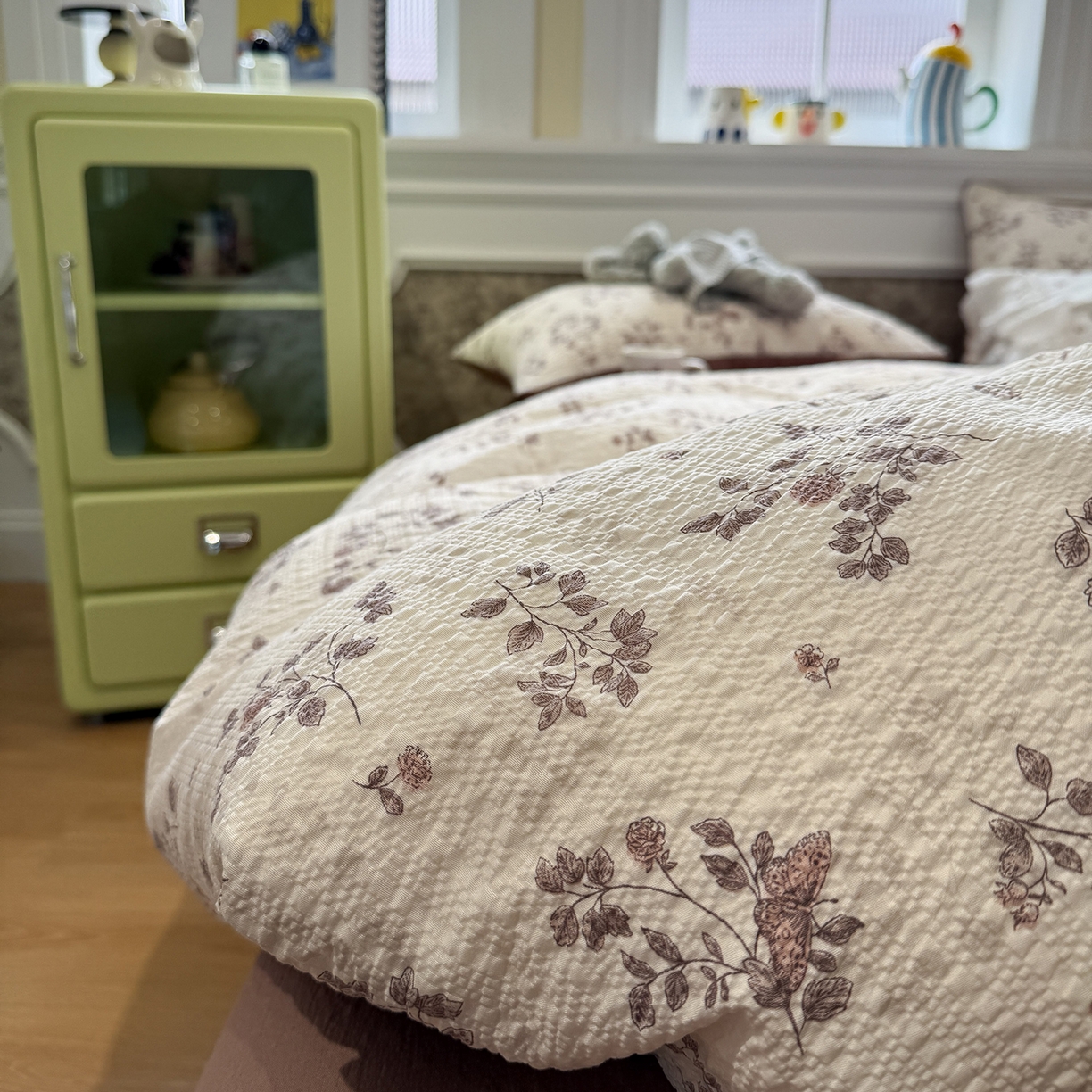 91家纺网 家纺一手货源 找家纺 （总）水墨江南 2026直播热款泡芙棉双层纱四件套