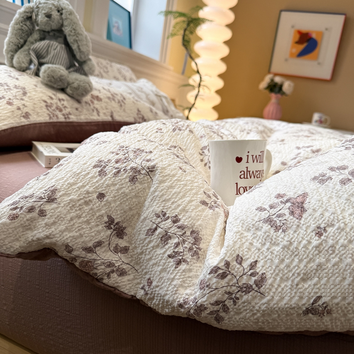 91家纺网 家纺一手货源 找家纺 （总）水墨江南 2026直播热款泡芙棉双层纱四件套