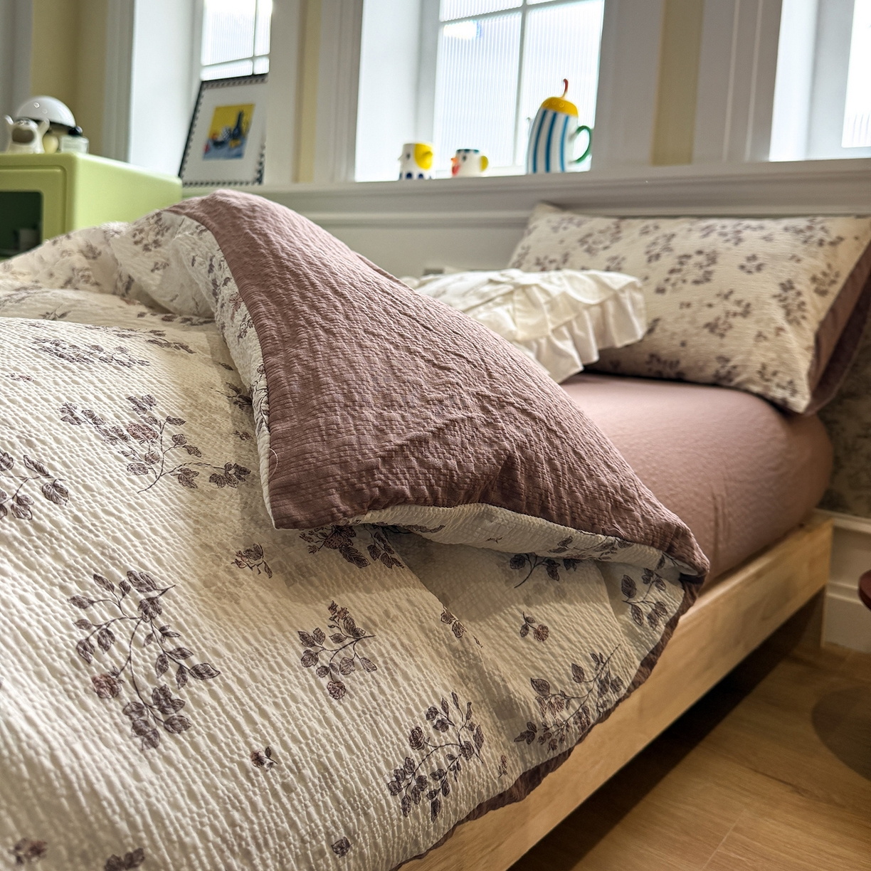 91家纺网 家纺一手货源 找家纺 （总）水墨江南 2026直播热款泡芙棉双层纱四件套