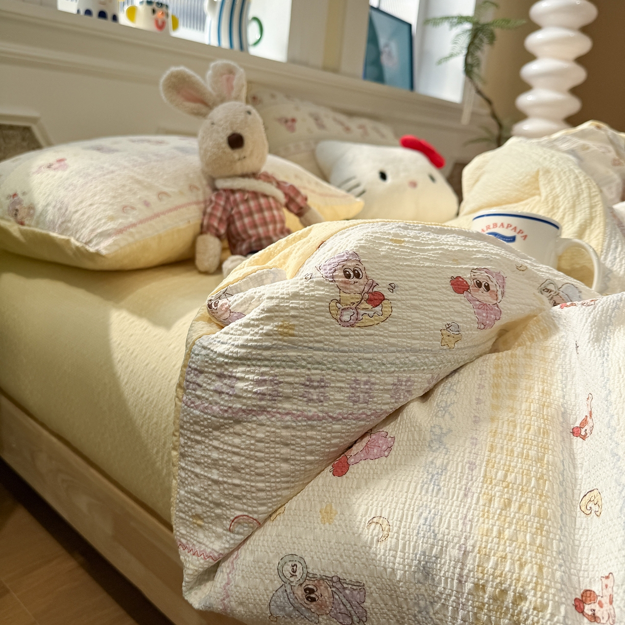 91家纺网 家纺一手货源 找家纺 （总）水墨江南 2026直播热款泡芙棉双层纱四件套