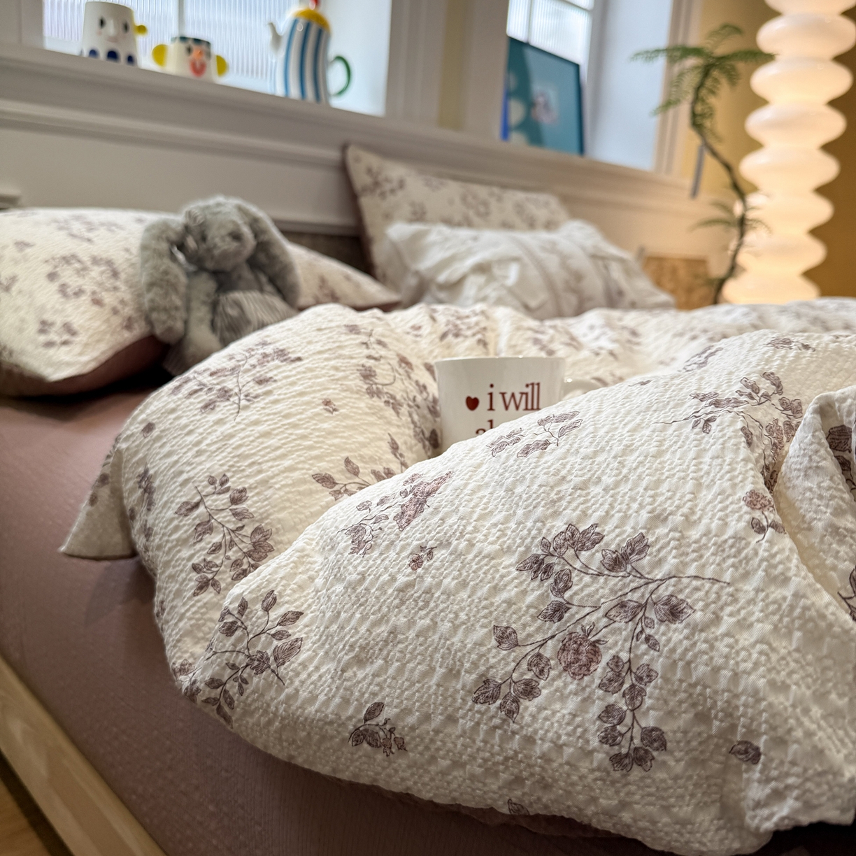 91家纺网 家纺一手货源 找家纺 （总）水墨江南 2026直播热款泡芙棉双层纱四件套