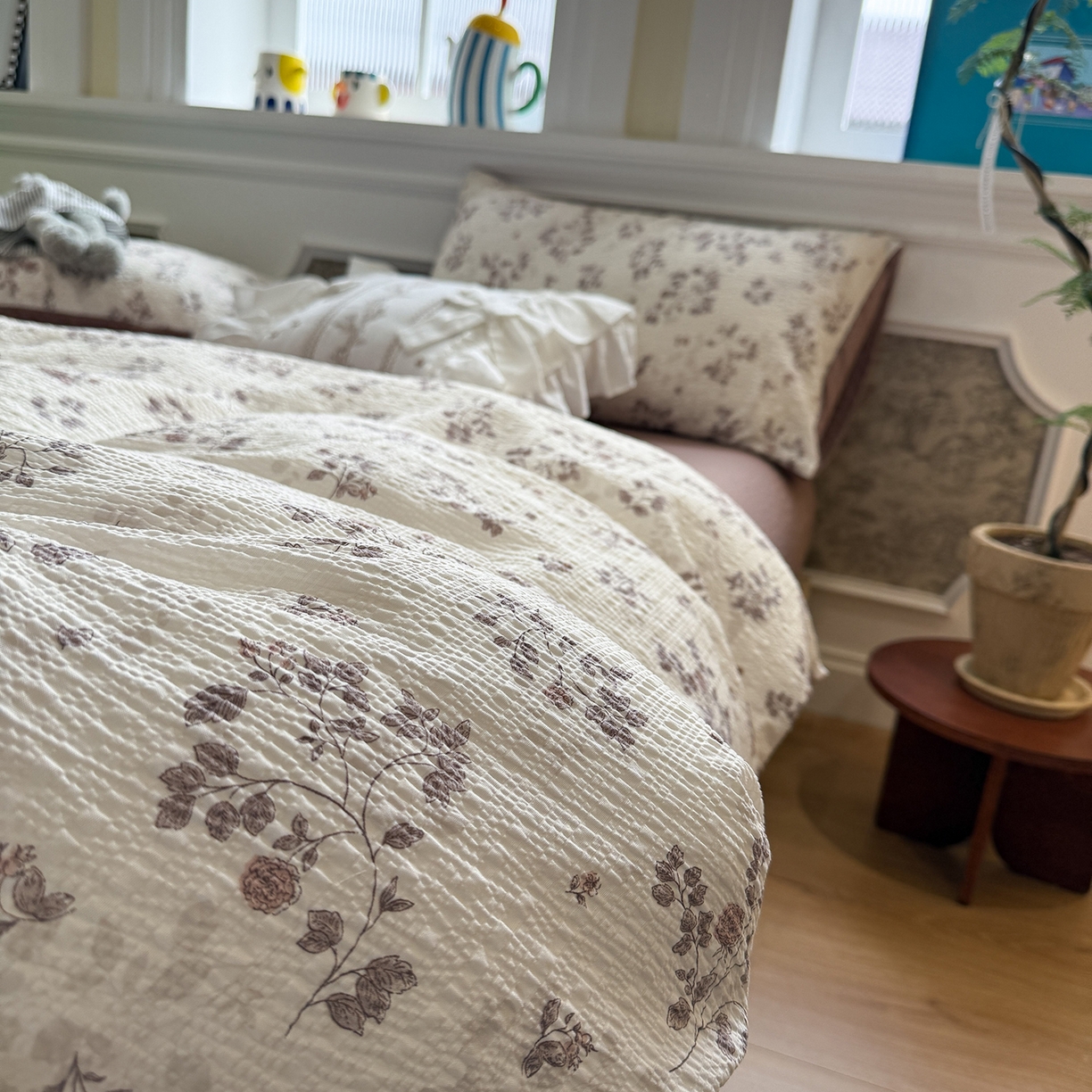 91家纺网 家纺一手货源 找家纺 （总）水墨江南 2026直播热款泡芙棉双层纱四件套