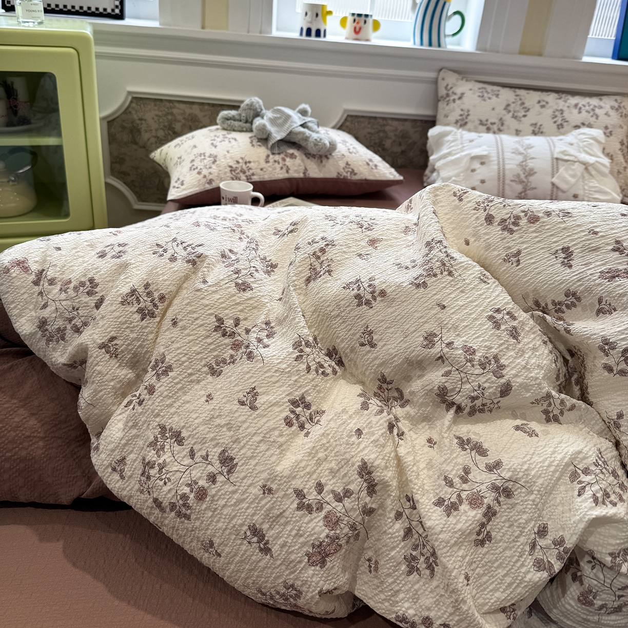 91家纺网 家纺一手货源 找家纺 （总）水墨江南 2026直播热款泡芙棉双层纱四件套