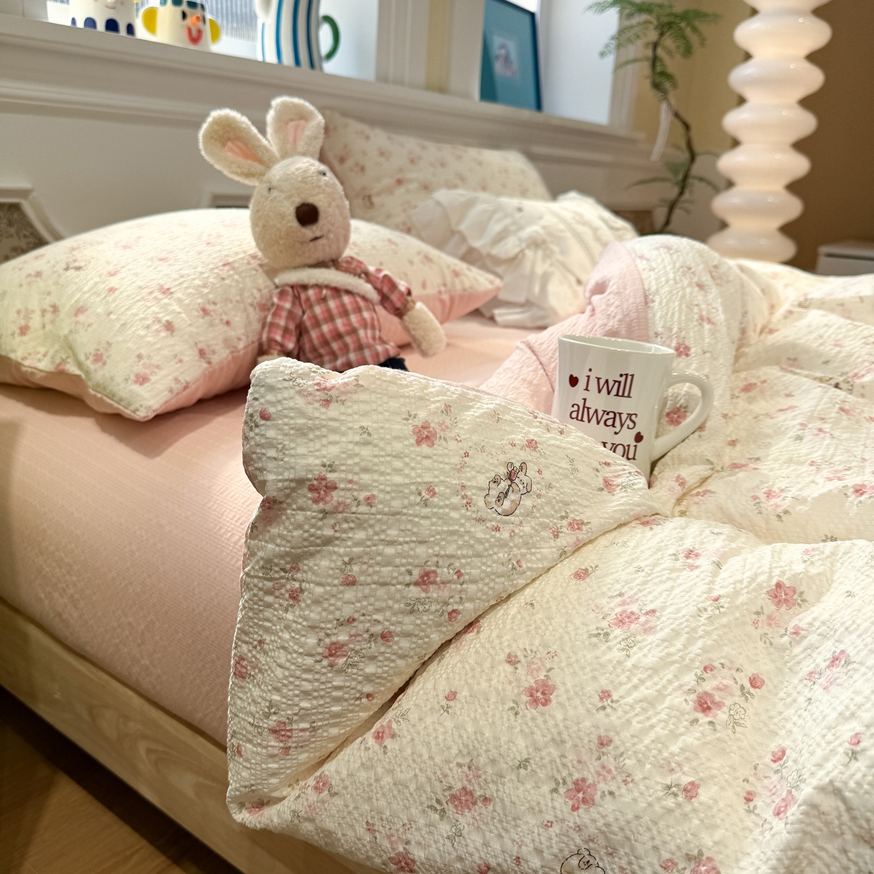 91家纺网 家纺一手货源 找家纺 （总）水墨江南 2026直播热款泡芙棉双层纱四件套