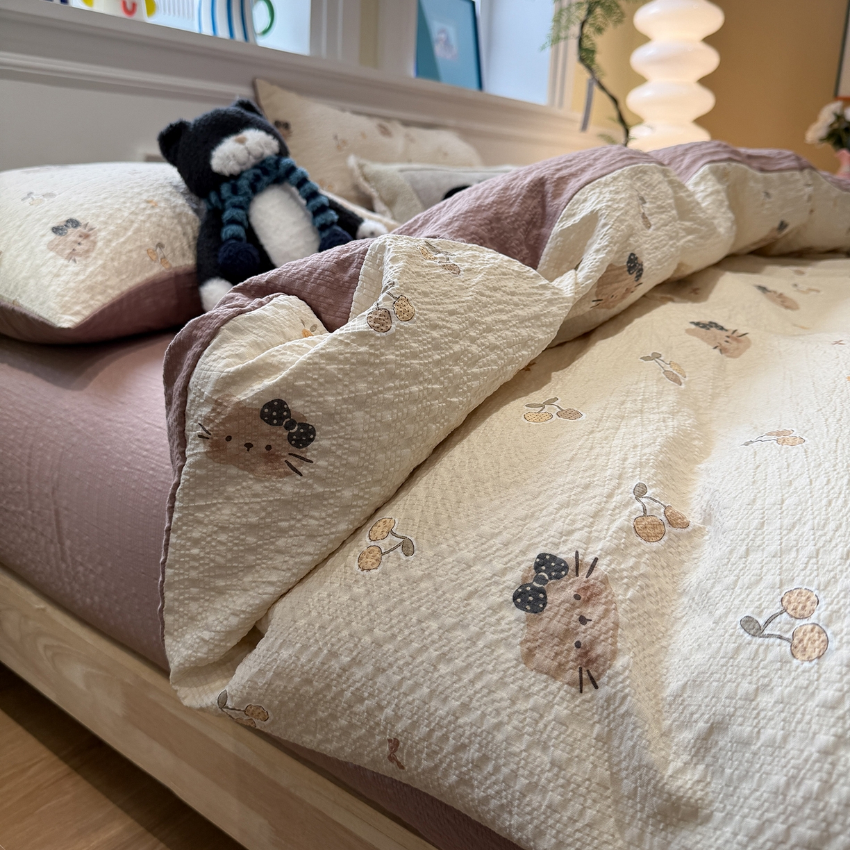 91家纺网 家纺一手货源 找家纺 （总）水墨江南 2026直播热款泡芙棉双层纱四件套