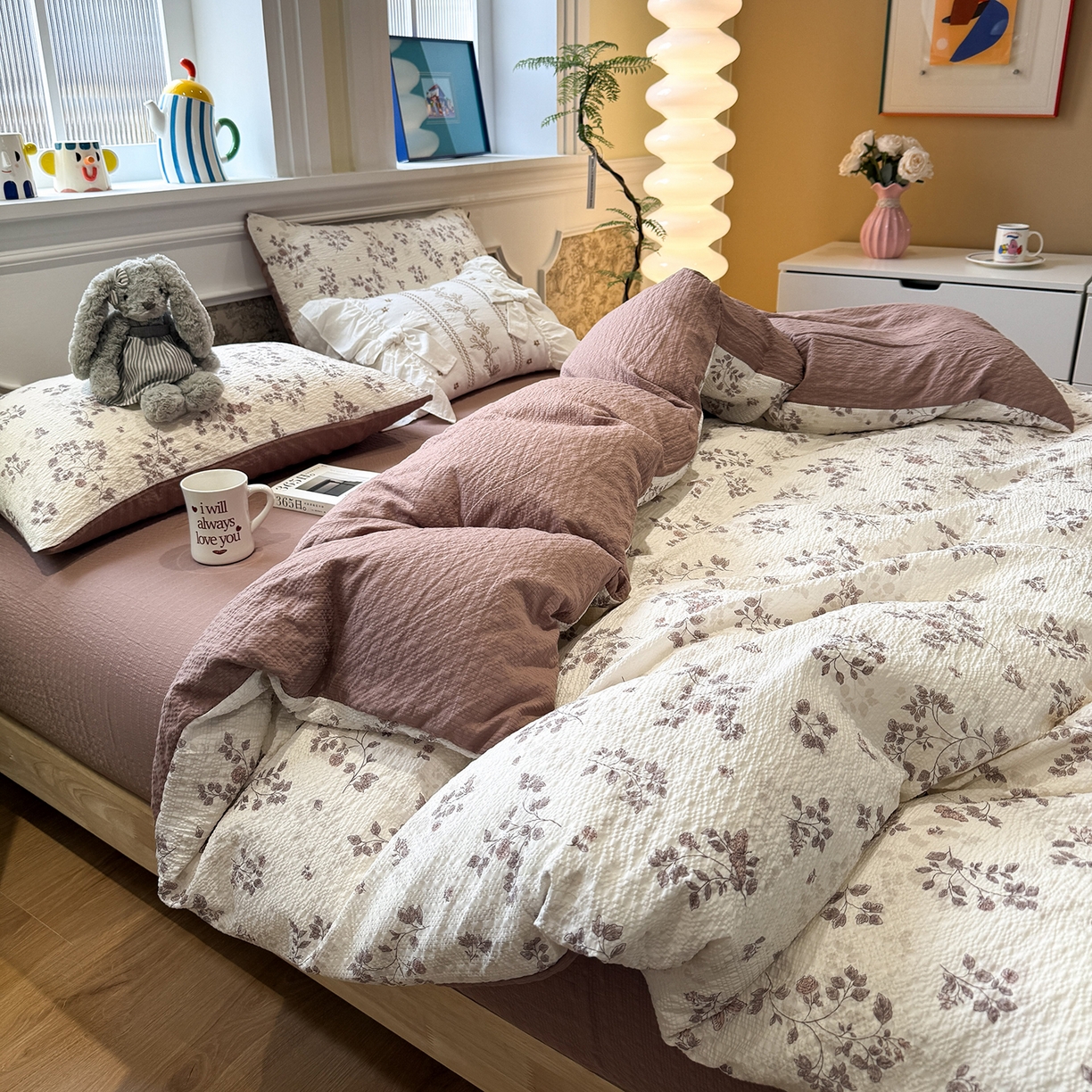 91家纺网 家纺一手货源 找家纺 （总）水墨江南 2026直播热款泡芙棉双层纱四件套