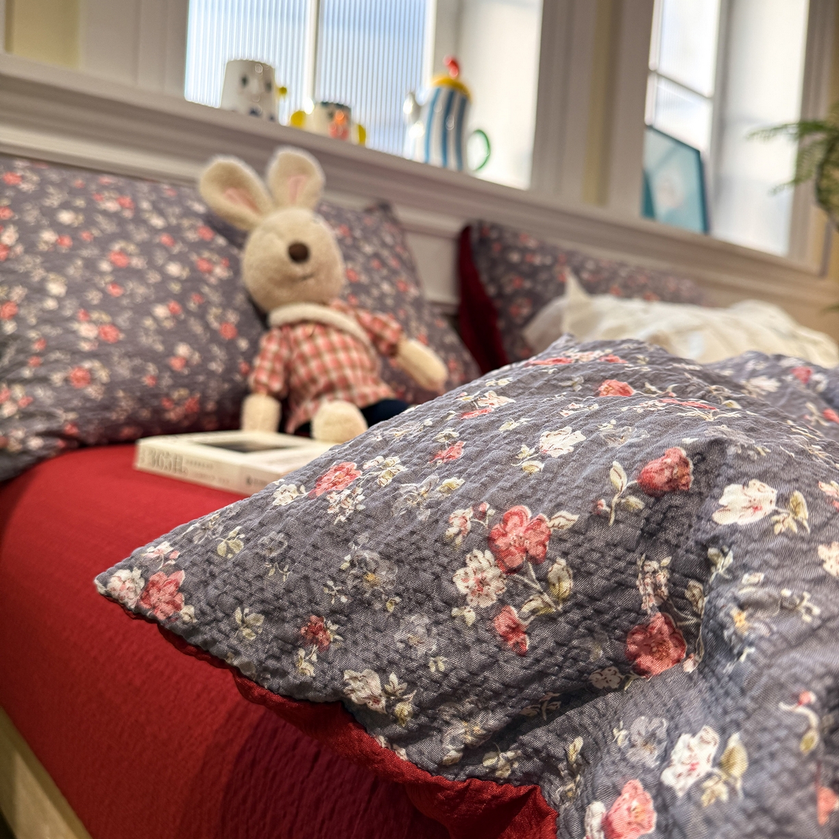 91家纺网 家纺一手货源 找家纺 水墨江南 2026直播热款泡芙棉双层纱四件套 花季