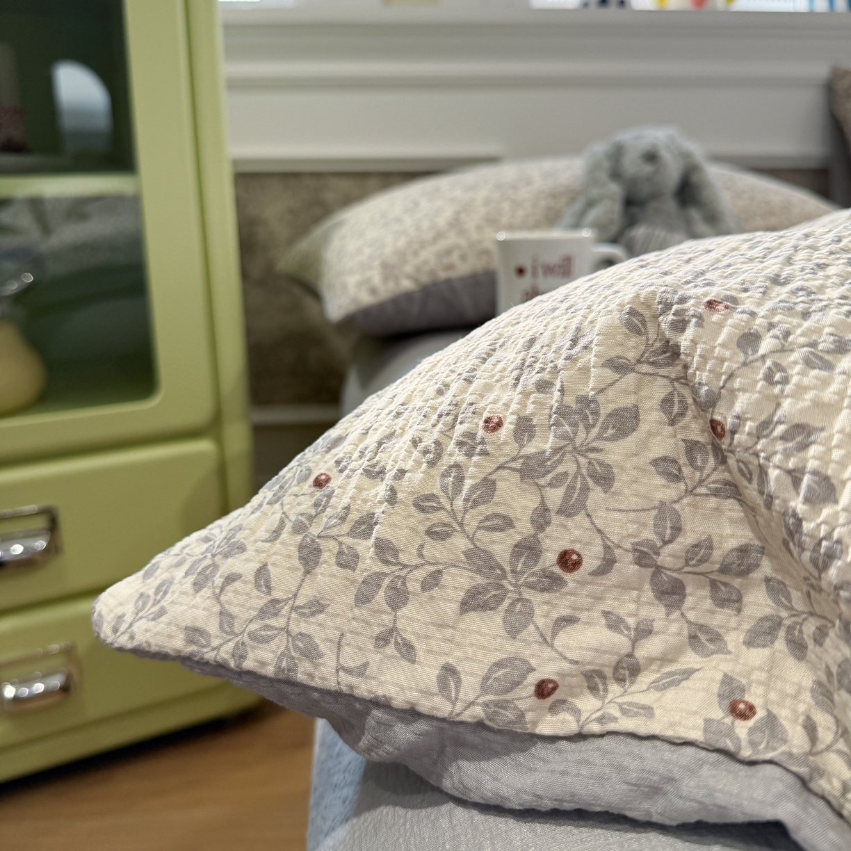 91家纺网 家纺一手货源 找家纺 水墨江南 2026直播热款泡芙棉双层纱四件套 知秋