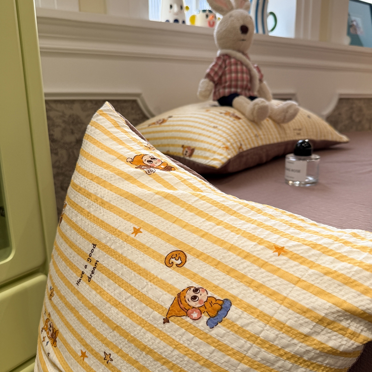 91家纺网 家纺一手货源 找家纺 水墨江南 2026直播热款泡芙棉双层纱四件套 可爱小星星