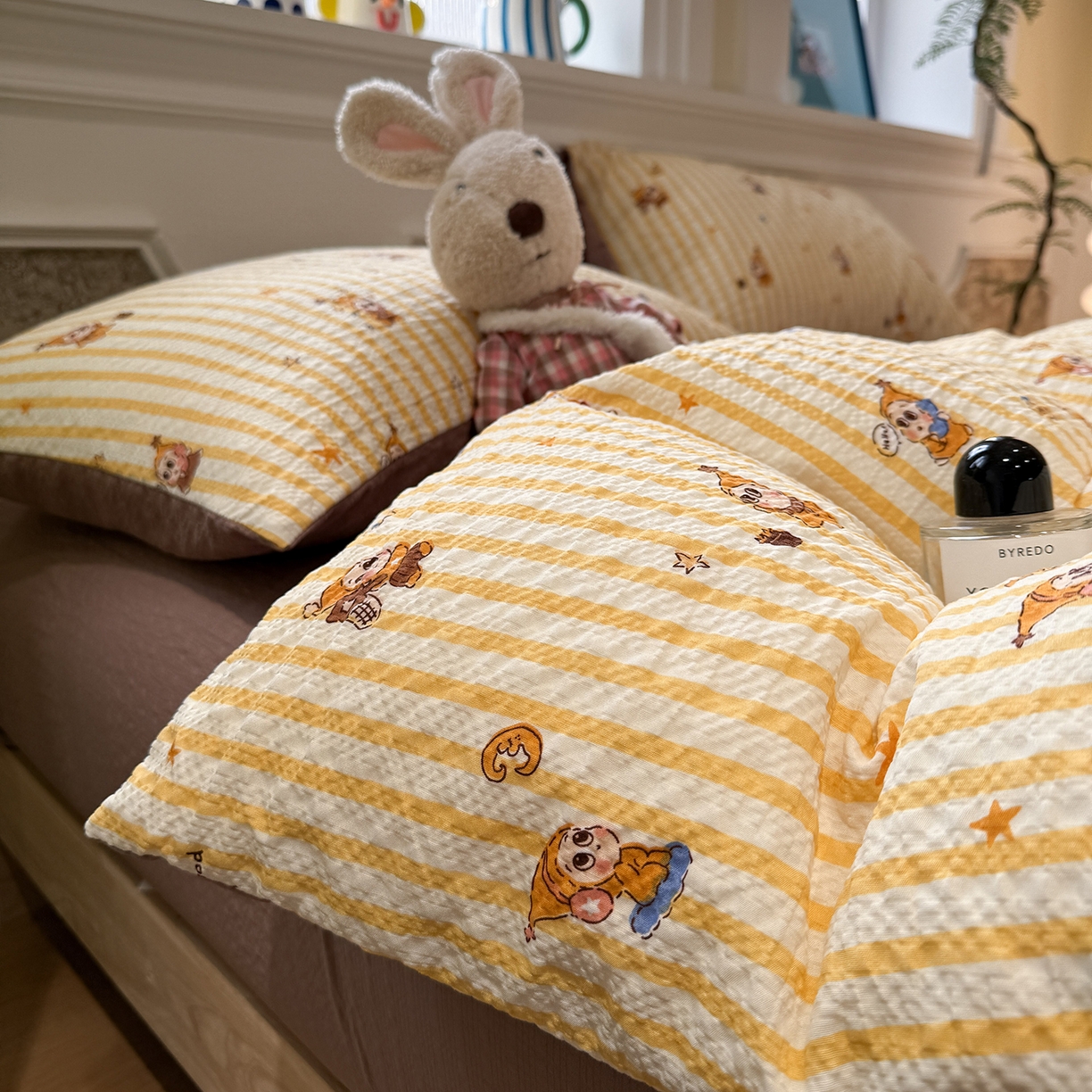 91家纺网 家纺一手货源 找家纺 水墨江南 2026直播热款泡芙棉双层纱四件套 可爱小星星