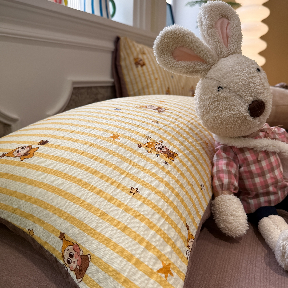 91家纺网 家纺一手货源 找家纺 水墨江南 2026直播热款泡芙棉双层纱四件套 可爱小星星