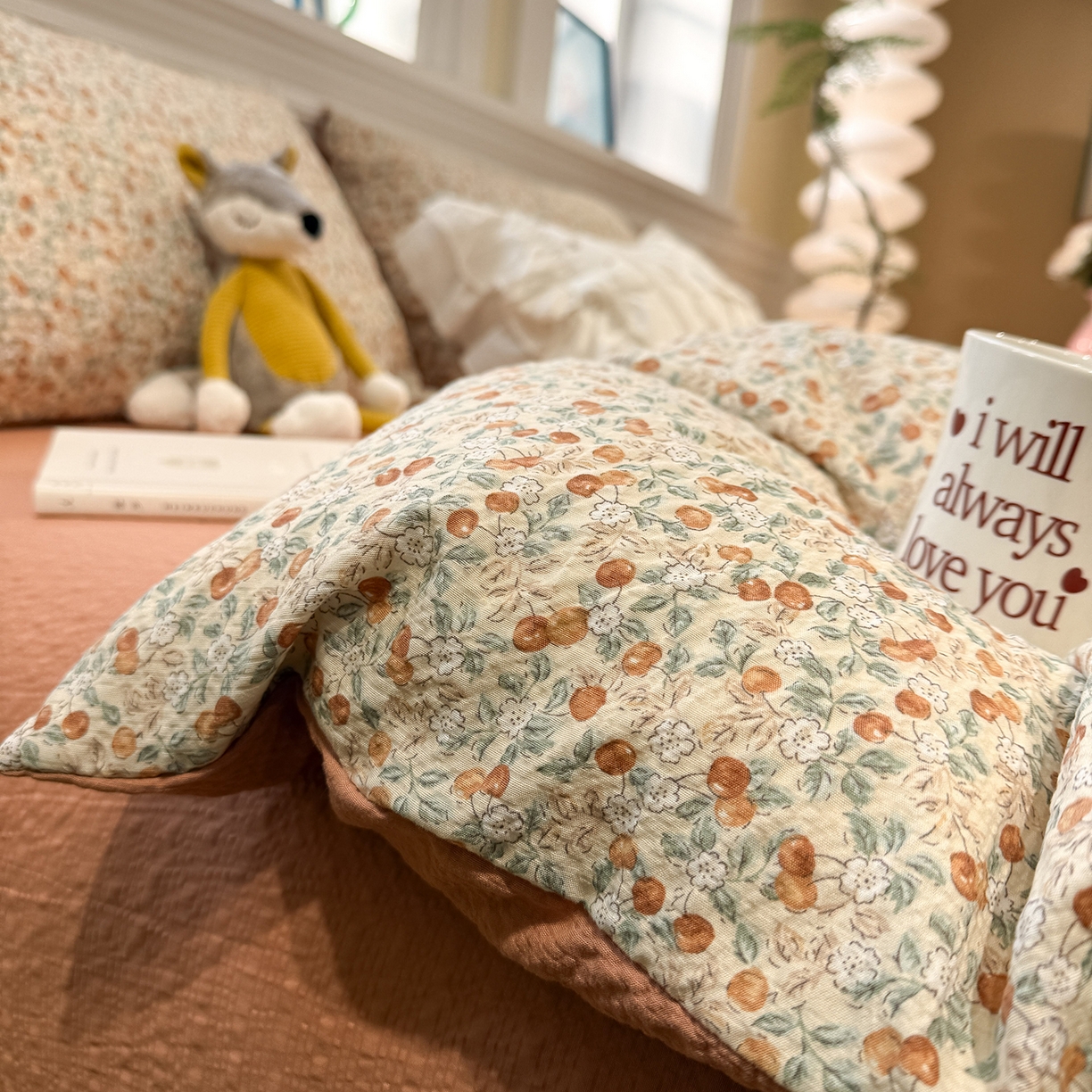 91家纺网 家纺一手货源 找家纺 水墨江南 2026直播热款泡芙棉双层纱四件套 甜果果