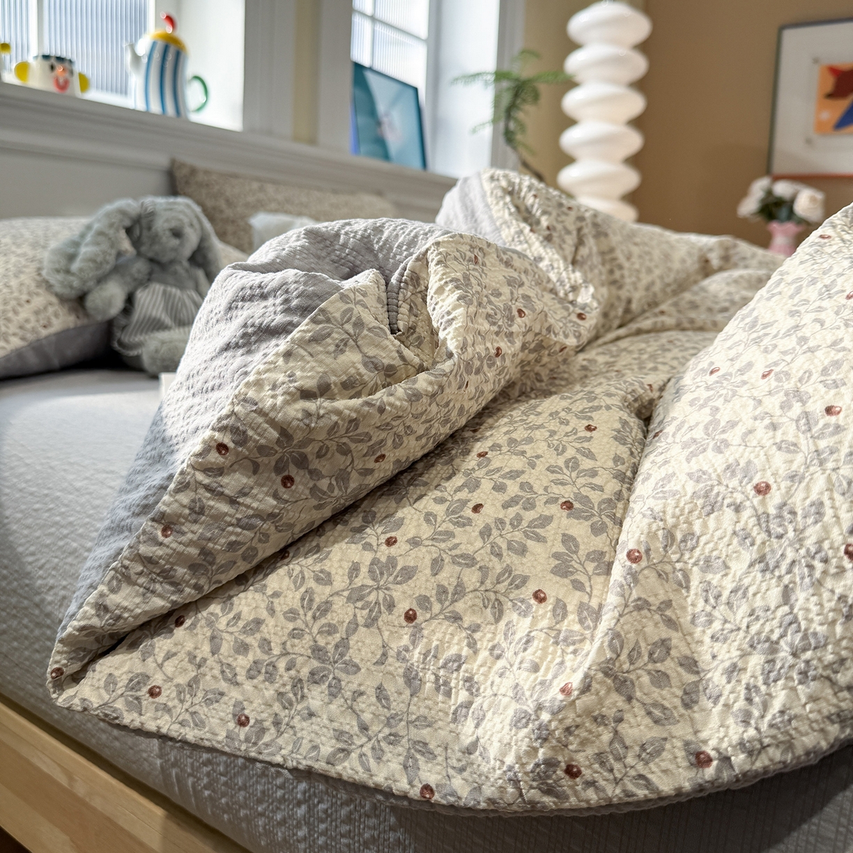 水墨江南 2026直播热款泡芙棉双层纱四件套 知秋