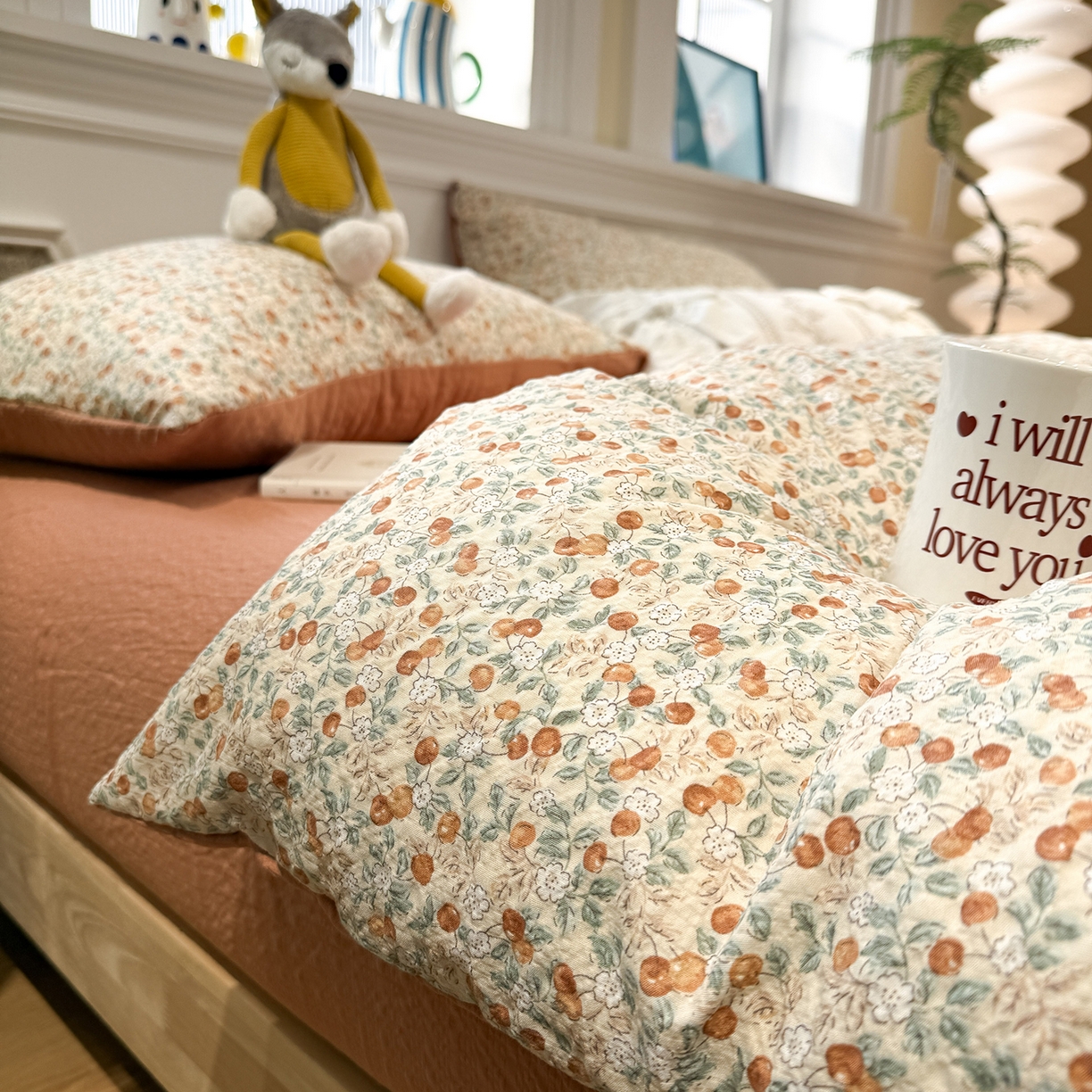 91家纺网 家纺一手货源 找家纺 水墨江南 2026直播热款泡芙棉双层纱四件套 甜果果