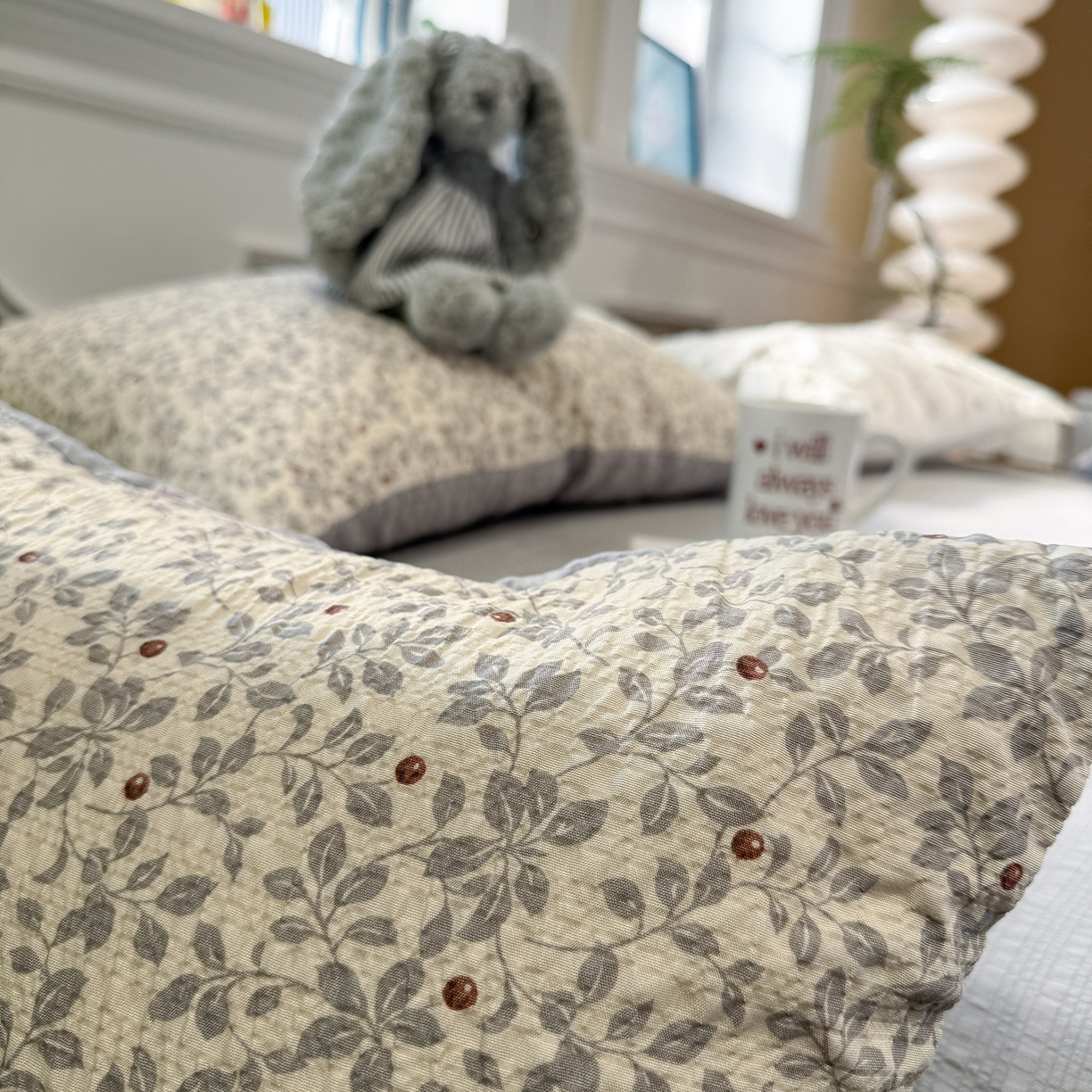 91家纺网 家纺一手货源 找家纺 水墨江南 2026直播热款泡芙棉双层纱四件套 知秋