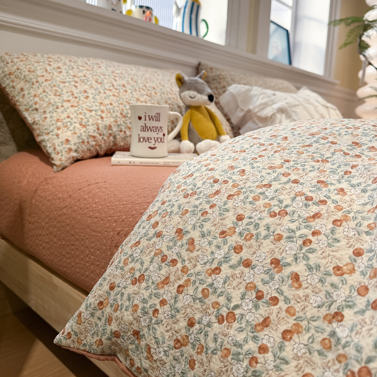 91家纺网 家纺一手货源 找家纺 水墨江南 2026直播热款泡芙棉双层纱四件套 甜果果