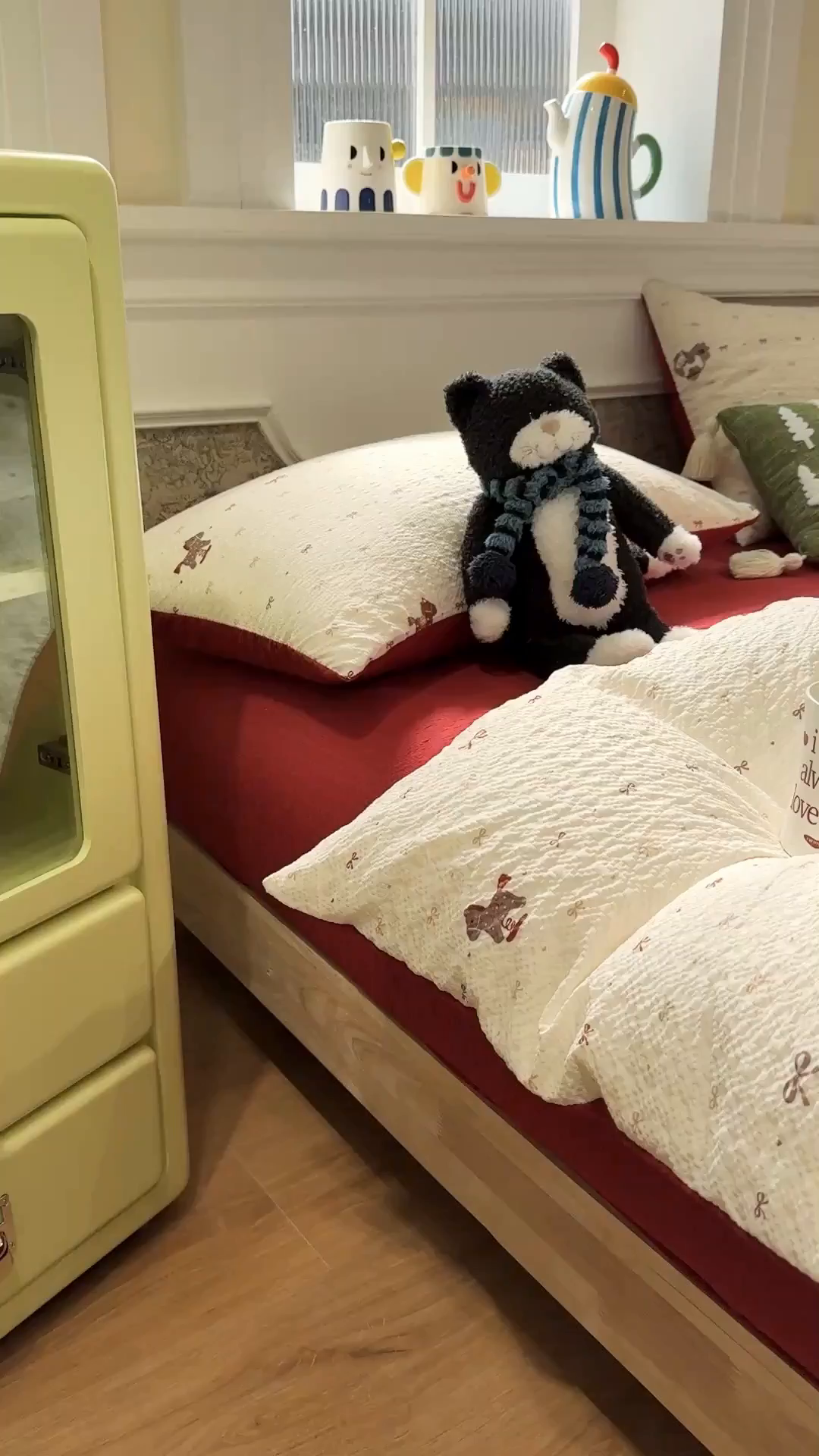 91家纺网 家纺一手货源 找家纺 水墨江南 2026直播热款泡芙棉双层纱四件套 木马甜心