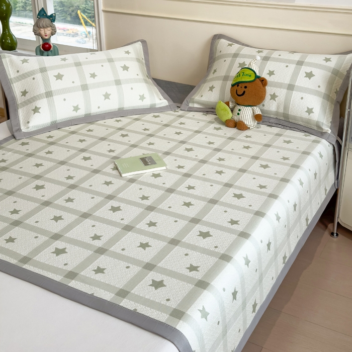 91家纺网 家纺一手货源 找家纺 （总）摩妮卡 2026新款凉感提花冰豆豆复合凉席床席冰丝席三件套