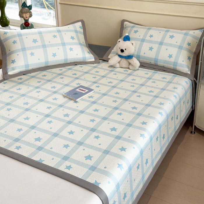 91家纺网 家纺一手货源 找家纺 （总）摩妮卡 2026新款凉感提花冰豆豆复合凉席床席冰丝席三件套