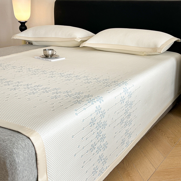 91家纺网 家纺一手货源 找家纺 （总）摩妮卡 2026新款凉感提花冰豆豆复合凉席床席冰丝席三件套