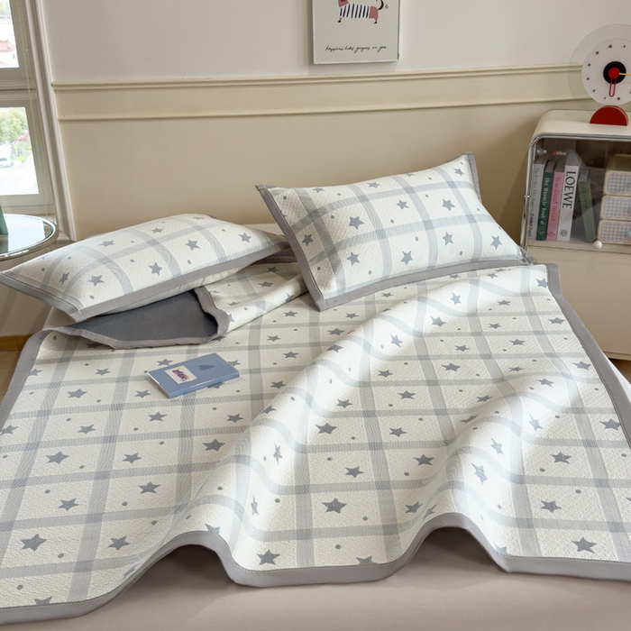 91家纺网 家纺一手货源 找家纺 （总）摩妮卡 2026新款凉感提花冰豆豆复合凉席床席冰丝席三件套