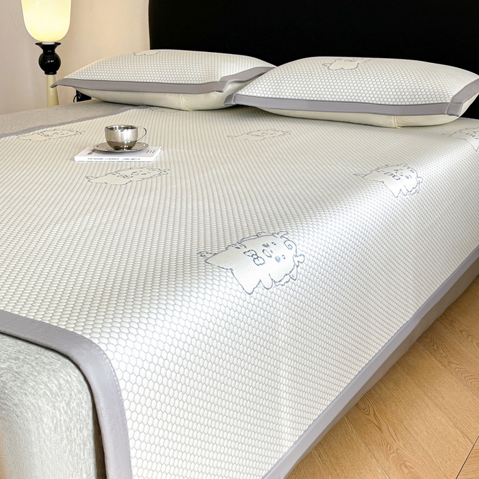 91家纺网 家纺一手货源 找家纺 （总）摩妮卡 2026新款凉感提花冰豆豆复合凉席床席冰丝席三件套