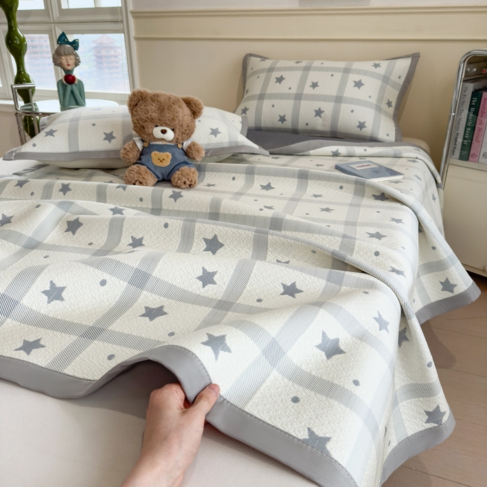 91家纺网 家纺一手货源 找家纺 （总）摩妮卡 2026新款凉感提花冰豆豆复合凉席床席冰丝席三件套