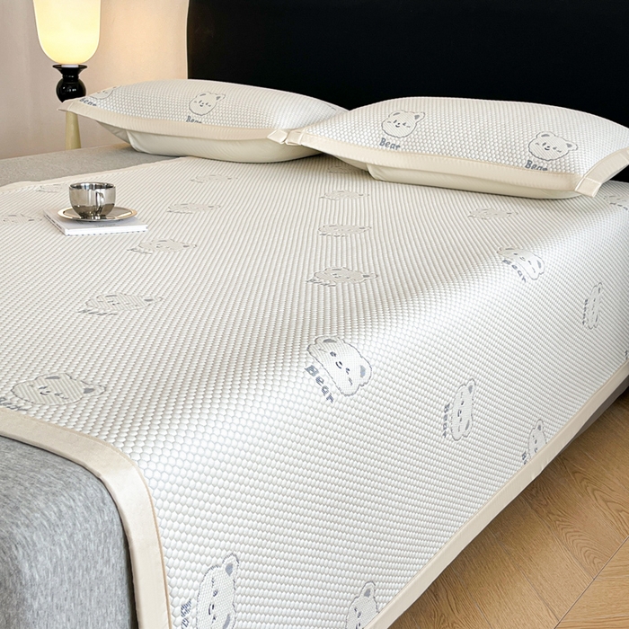 91家纺网 家纺一手货源 找家纺 （总）摩妮卡 2026新款凉感提花冰豆豆复合凉席床席冰丝席三件套