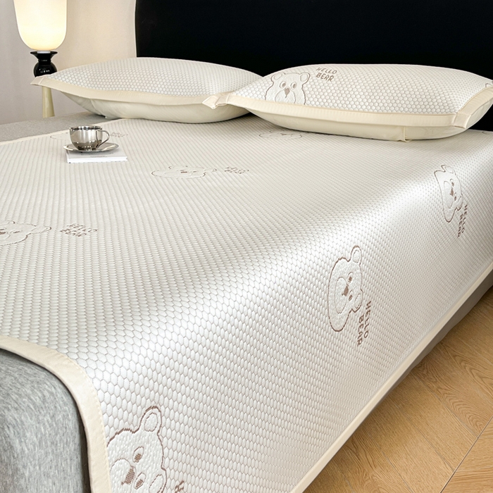 摩妮卡 2026新款凉感提花冰豆豆复合凉席床席冰丝席三件套 冰豆豆-宝贝熊